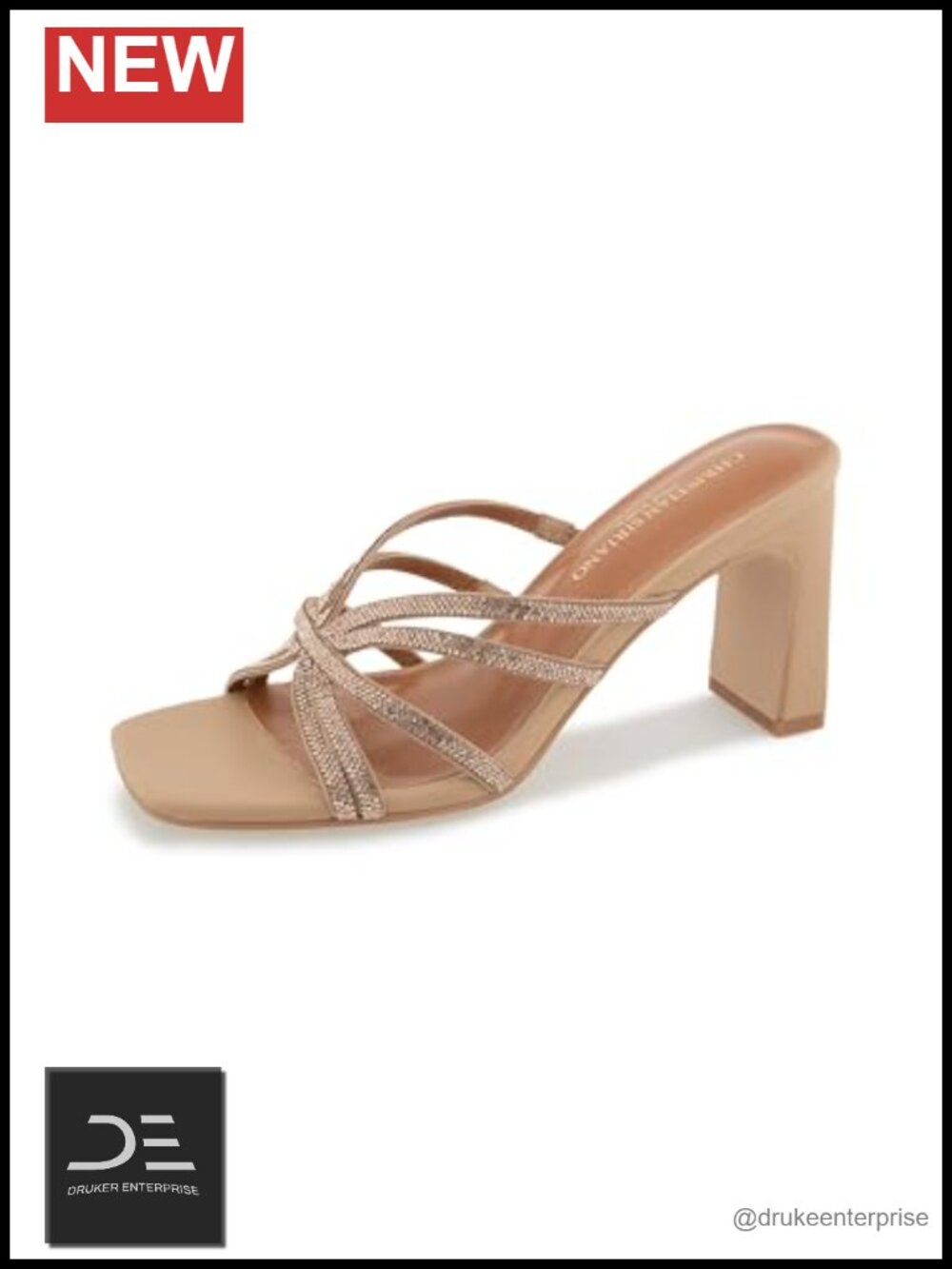 Christian Siriano Fionah Heeled Sandals Rhinestone Block Heel